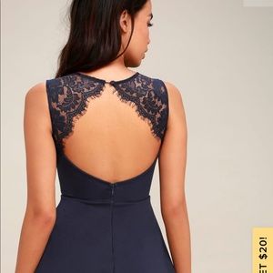Lulu’s Navy blue “need you close” skater dress